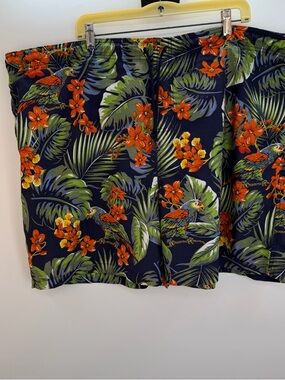 Trader Bay Tropical Parrot Print Board Shorts Navy Size XXL